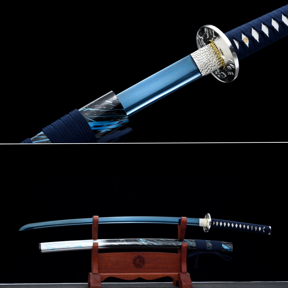 Handmade Full Tang Katana 1095 High carbon steel Blue Blade ,Real katana sowrd
