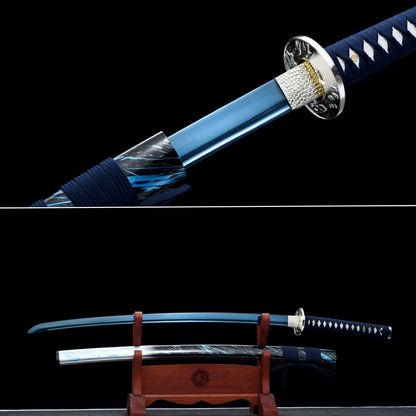 Handmade Full Tang Katana 1095 High carbon steel Blue Blade ,Real katana sowrd