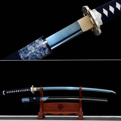 Handmade Full Tang Katana 1095 High carbon steel Blue blade 41 inches,Real katana sowrd
