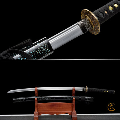 Handmade Full Tang  Katana 1045 carbon steel Black Scabbard,Real katana sowrd