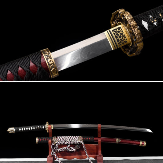 Handmade Full Tang T10 Steel Full Tang Blade With Real Hamon TACHI SWORDS 41 Inches,Real katana sowrd