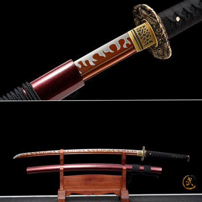 Handmade Full Tang Katana 1095High-carbon steel RED Blade,Real katana sowrd