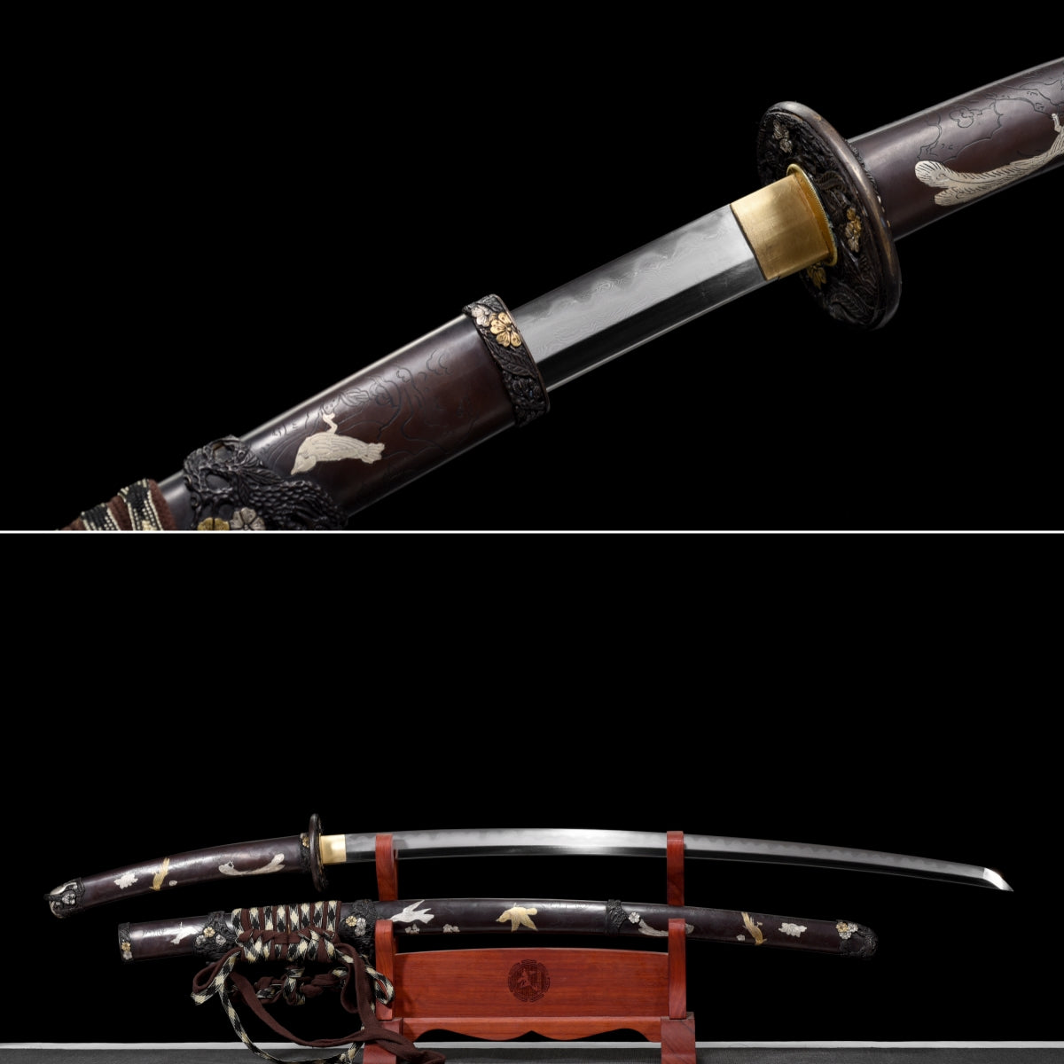 Handmade Full Tang Damascus steel Full Tang Blade With Real Hamon TACHI SWORDS 48Inches,Real katana sowrd