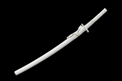 Ichigo Kurosaki, Full Tang 41 inch Cosplay Handmade Katana Sword, 1060 high Carbon Steel Black and White, Very Sharp -anime sword(White)