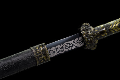 Handmade Ninjato Sword Spring steel steel black blade Full Tang black Scabbard  - 39.7 in,Real katana sowrd