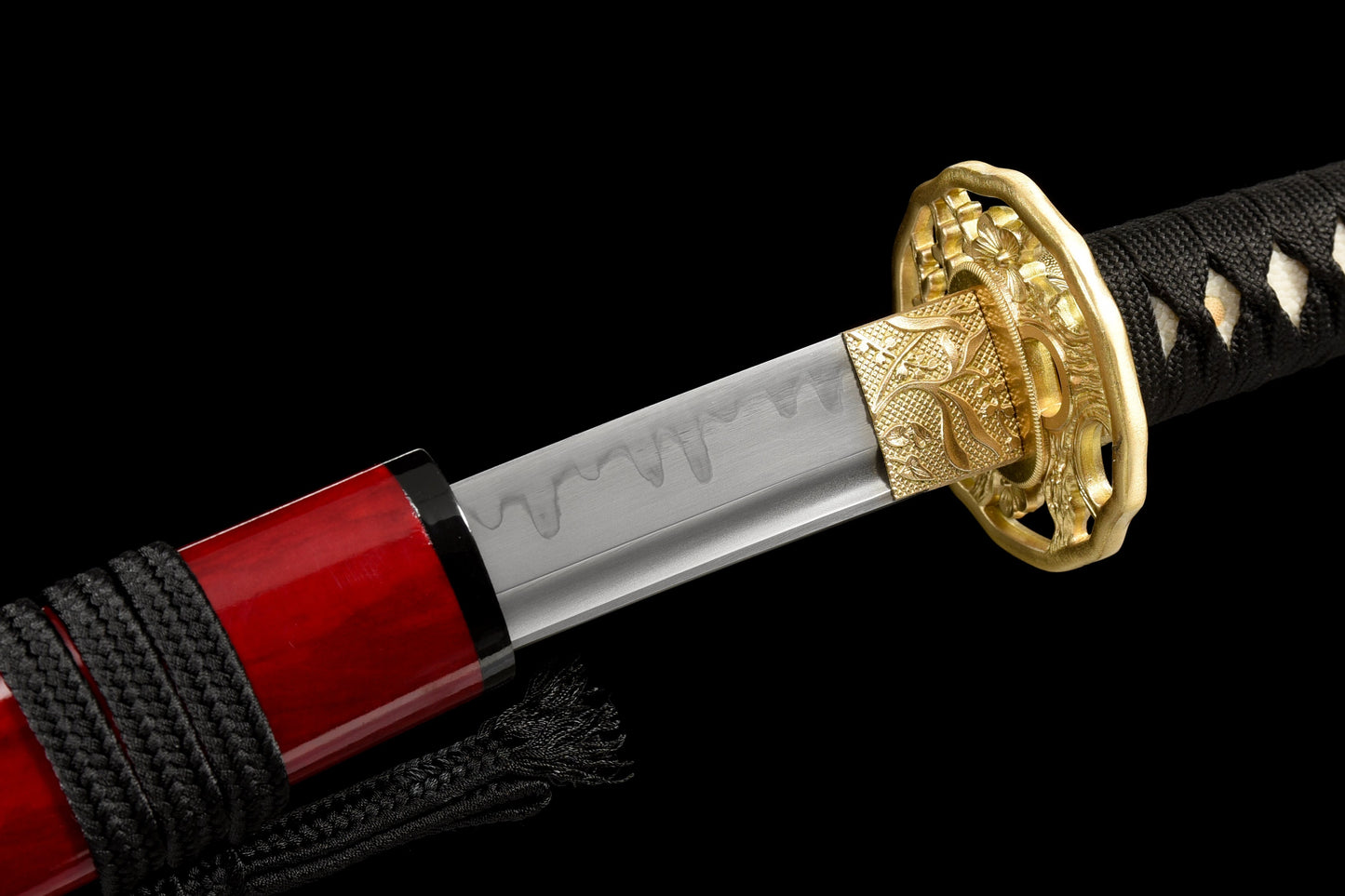 Handmade Full Tang Wakizashi Sword T10 Carbon Steel With Clay Tempered Blade Red printed sheath - 31 in,Real katana sowrd