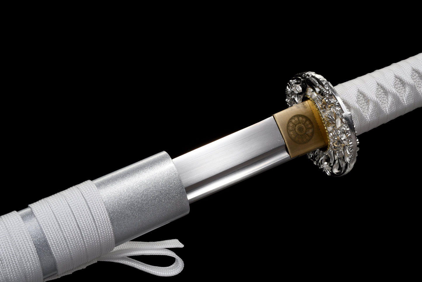 Handmade Ninja Sword Spring steel  blade full Tang White printed sheath - 41 in,Real katana sowrd