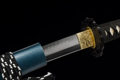 Handmade Full Tang Wakizashi Sword T10 Carbon Steel With Clay Tempered Blade - 31 in,Real katana sowrd