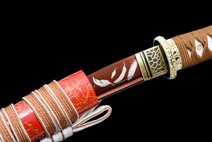 Handmade Full Tang Tanto Sword High manganese Red steel Blade With scabbard - 21 in,Real katana sowrd