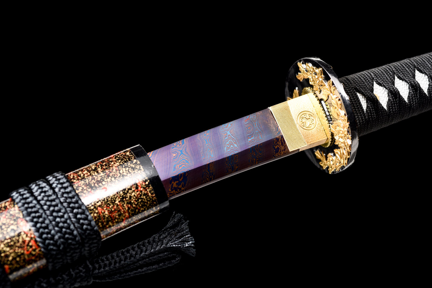 Handmade Wakizashi Sword  Red Damascus steel With Chroma Scabbard - 31 in,Real katana sowrd