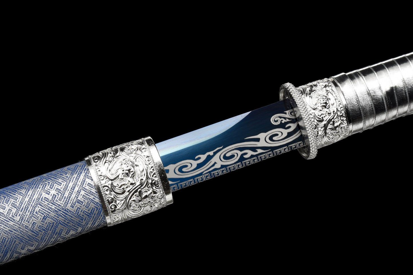 Handmade Ninja Sword High manganese steel Blue  blade full Tang blue printed sheath - 41 in,Real katana sowrd