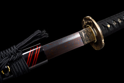 Handmade Wakizashi Sword Damascus steel With Black Scabbard - 31 in,Real katana sowrd