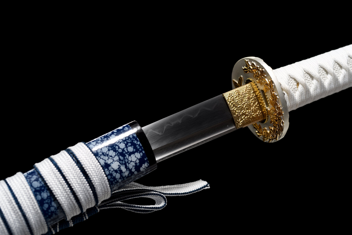 Handmade Full Tang Wakizashi Sword T10 Carbon Steel Clay Tempered Blade Blue scabbard - 31 in,Real katana sowrd