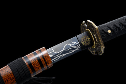 Handmade Full Tang Tanto Sword High manganese Black steel Blade With scabbard - 21 in,Real katana sowrd