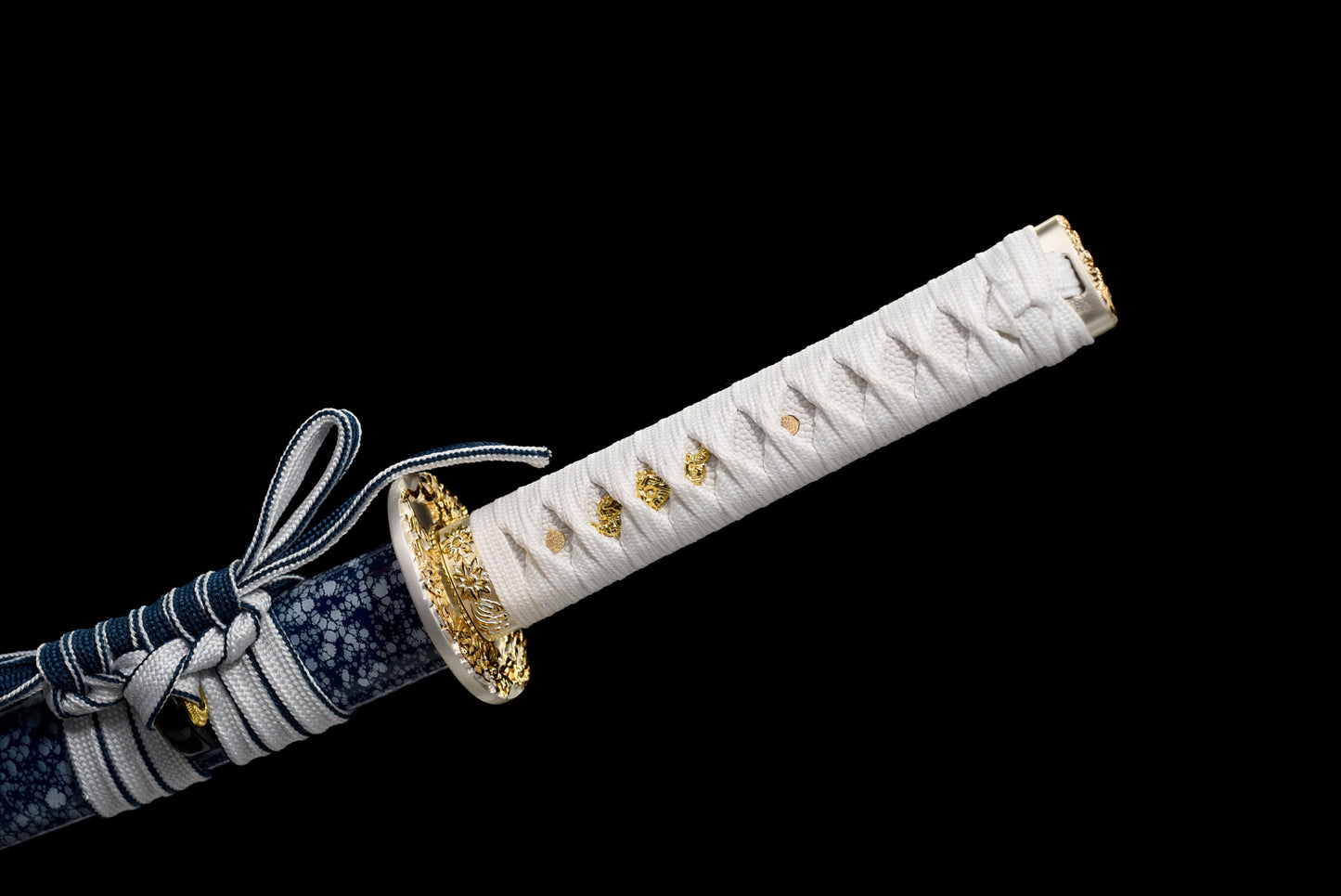 Handmade Full Tang Wakizashi Sword T10 Carbon Steel Clay Tempered Blade Blue scabbard - 31 in,Real katana sowrd