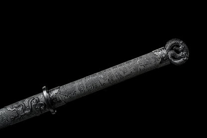 Handmade Ninjato Sword Spring steel Full Tang black Scabbard  - 42 in,Real katana sowrd