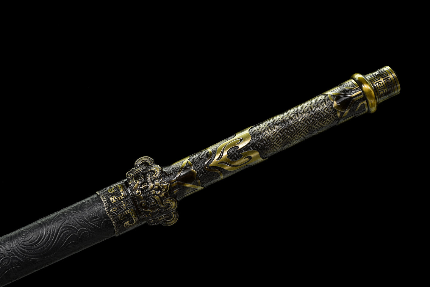 Handmade Ninjato Sword Spring steel steel black blade Full Tang black Scabbard  - 39.7 in,Real katana sowrd