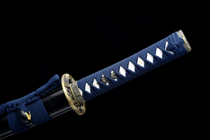 Handmade Wakizashi Sword 1045 high Carbon Steel With Blue Scabbard - 31 in,Real katana sowrd