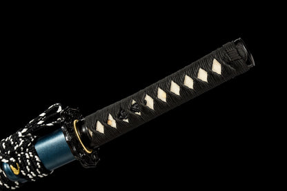 Handmade Full Tang Wakizashi Sword T10 Carbon Steel With Clay Tempered Blade - 31 in,Real katana sowrd