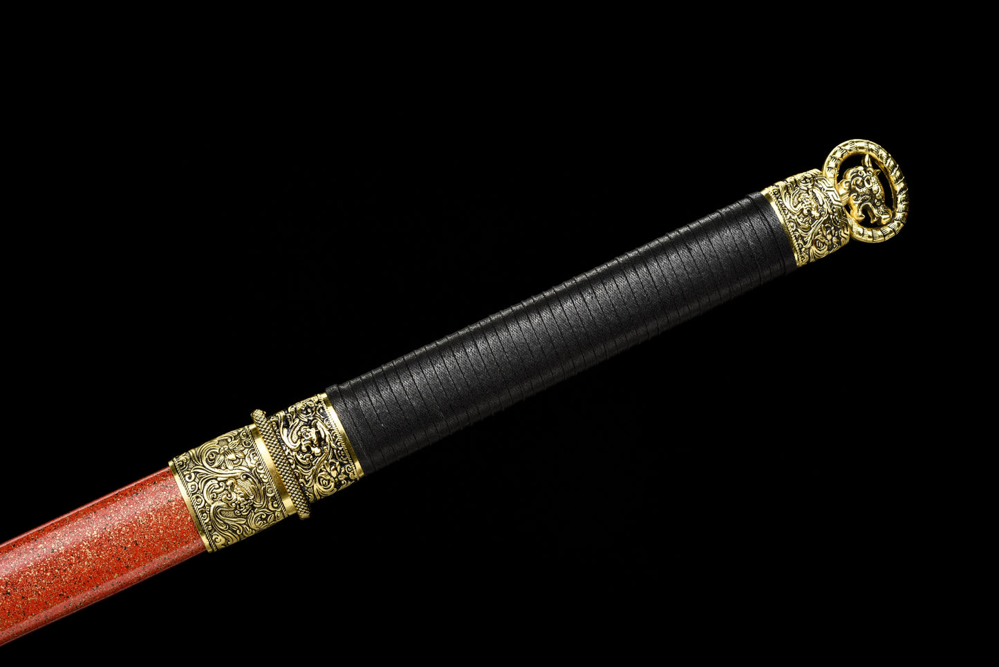 Handmade Ninja Sword Spring steel Carved pattern blade full Tang Red spot sheath - 42 in,Real katana sowrd