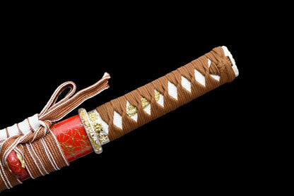 Handmade Full Tang Tanto Sword High manganese Red steel Blade With scabbard - 21 in,Real katana sowrd