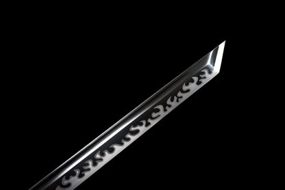 Handmade Ninja Sword High manganese steel blade full Tang Gold leather sheath - 42 in,Real katana sowrd