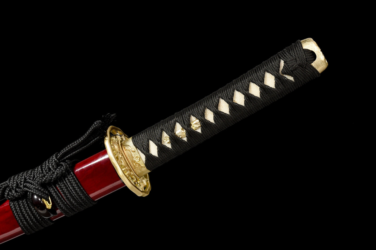 Handmade Full Tang Wakizashi Sword T10 Carbon Steel With Clay Tempered Blade Red printed sheath - 31 in,Real katana sowrd