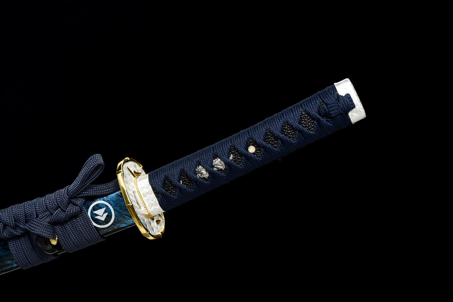 Handmade Full Tang Wakizashi Sword T10 Carbon Steel Clay Tempered Blade Blue scabbard - 31 in,Real katana sowrd