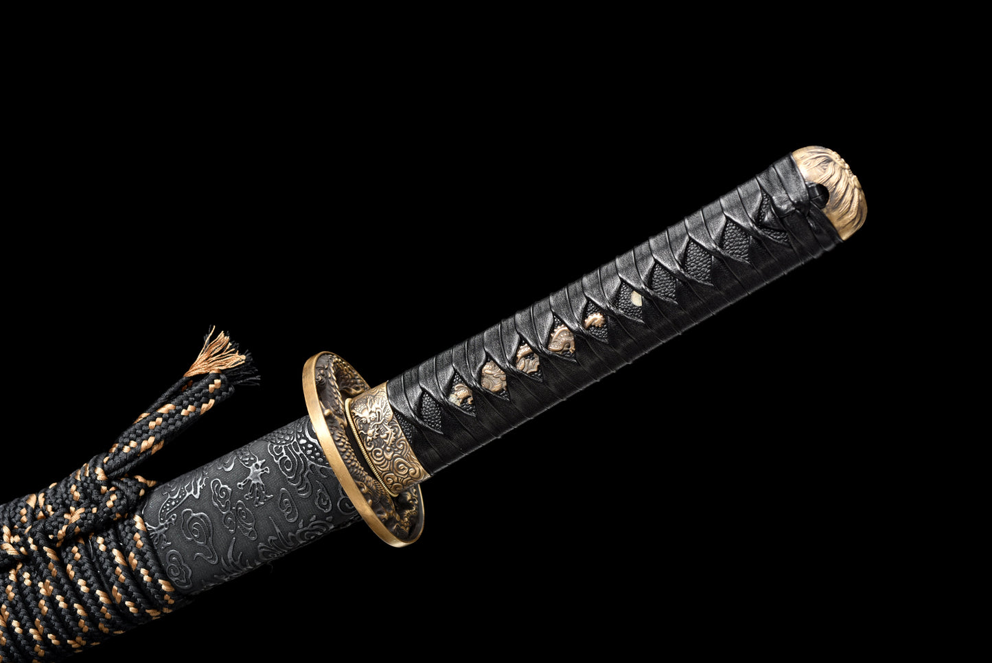 Handmade Wakizashi Sword Red Damascus steel With Black leather Scabbard - 31 in,Real katana sowrd