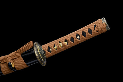Handmade Wakizashi Sword 1045 high Carbon Steel With Black Scabbard - 31 in,Real katana sowrd