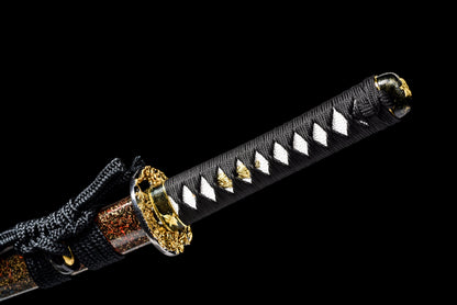 Handmade Wakizashi Sword  Red Damascus steel With Chroma Scabbard - 31 in,Real katana sowrd