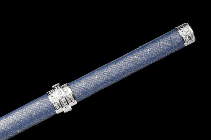 Handmade Ninja Sword High manganese steel Blue  blade full Tang blue printed sheath - 41 in,Real katana sowrd