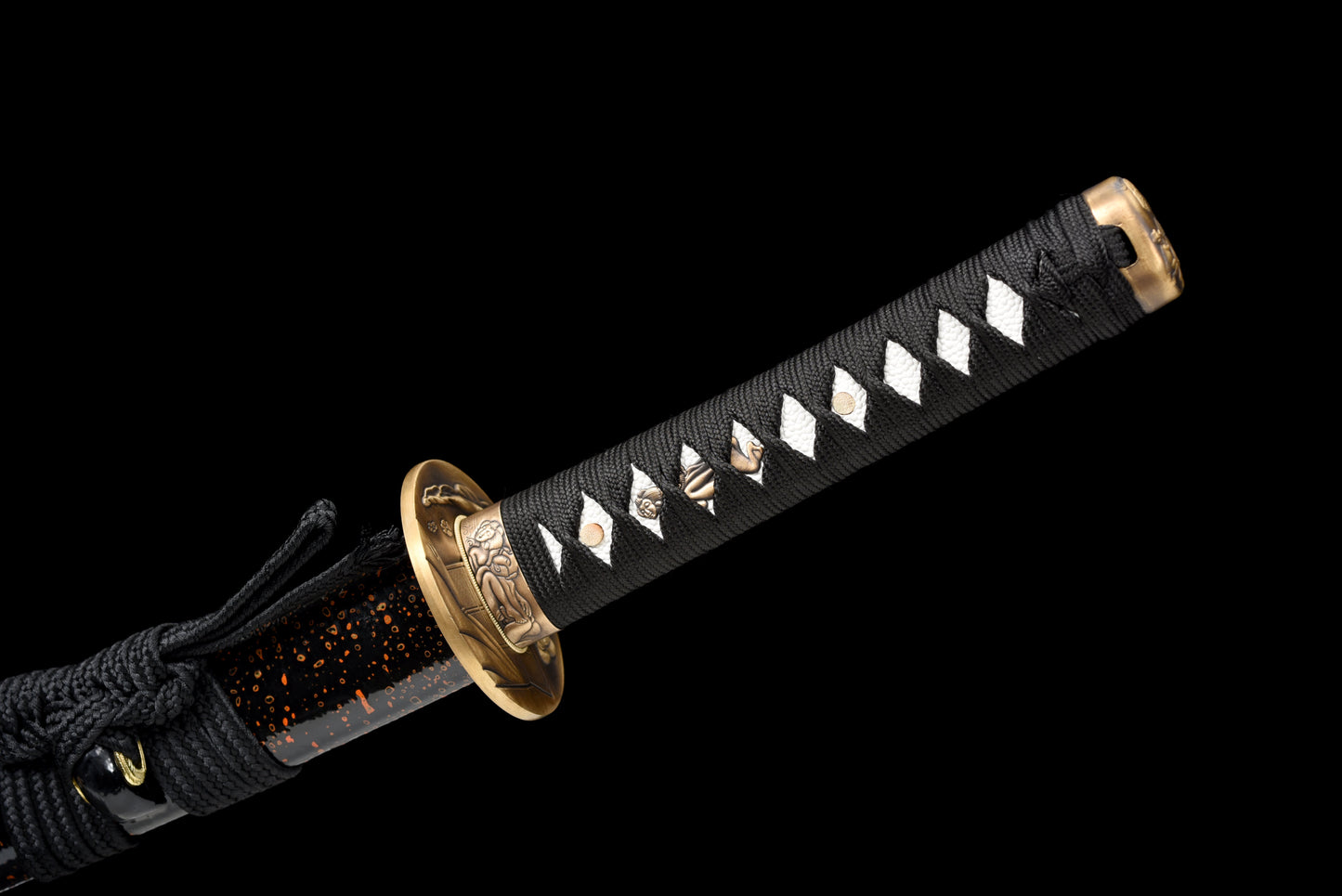 Handmade Wakizashi Sword  Blue Damascus steel With Black Scabbard - 31 in,Real katana sowrd