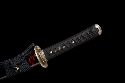 Handmade Wakizashi Sword Damascus steel With Black Scabbard - 31 in,Real katana sowrd