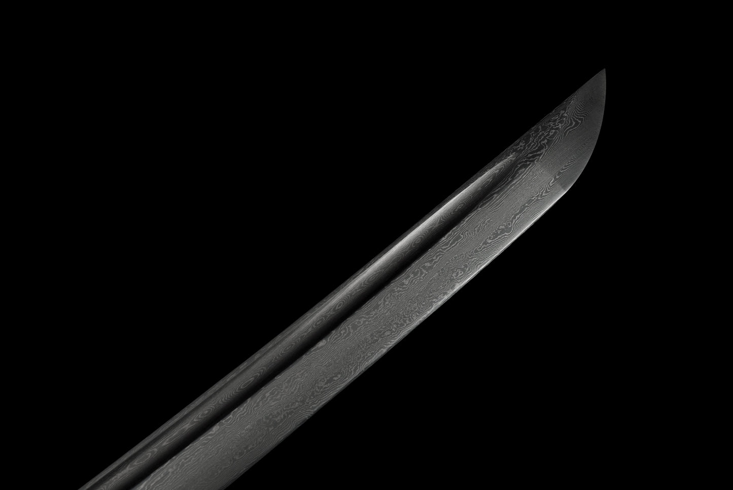 Handmade Wakizashi Sword Black Damascus steel With Black Scabbard - 31 in,Real katana sowrd