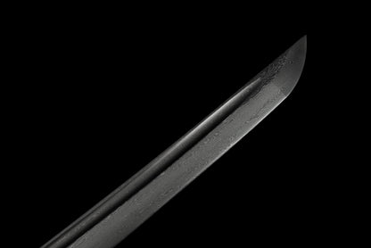 Handmade Wakizashi Sword Black Damascus steel With Black Scabbard - 31 in,Real katana sowrd