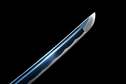 Handmade Wakizashi Sword 1045 high Carbon Steel With Blue Scabbard - 31 in,Real katana sowrd