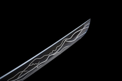 Handmade Full Tang Tanto Sword High manganese Black steel Blade With scabbard - 21 in,Real katana sowrd