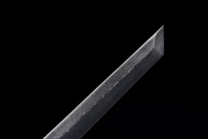 Handmade Ninjato Sword Black Damascus steel steel Full Tang White printing scabbard gray rope handle white ray skin  - 41 in,Real katana sowrd