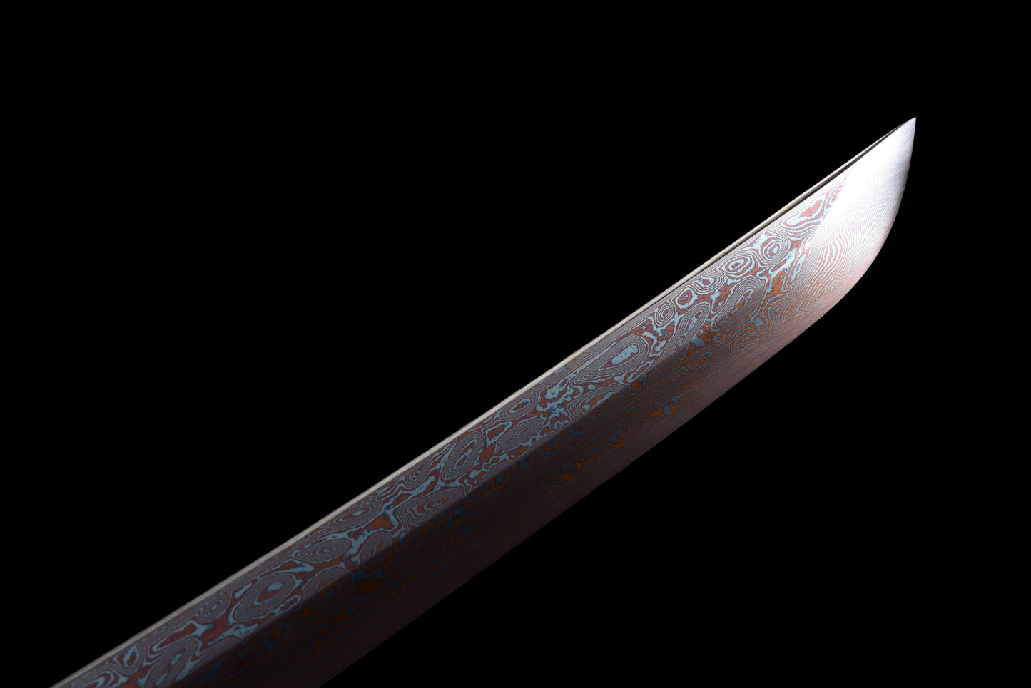 Handmade Wakizashi Sword Red Damascus steel With Black leather Scabbard - 31 in,Real katana sowrd
