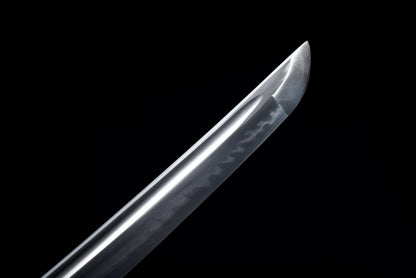 Handmade Full Tang Wakizashi Sword T10 Carbon Steel Clay Tempered Blade Black printed scabbard - 31 in,Real katana sowrd