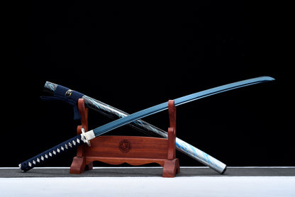 Handmade Full Tang Katana 1095 High carbon steel Blue Blade ,Real katana sowrd