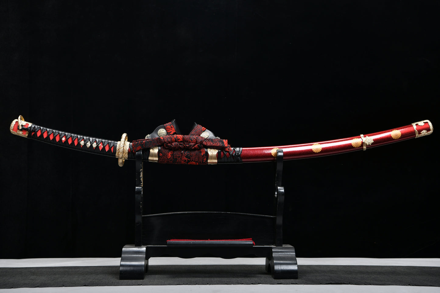 Really sharp handmade 41-inch T10 burn blade combat field- Chrysanthemum patterned royal - Tashi