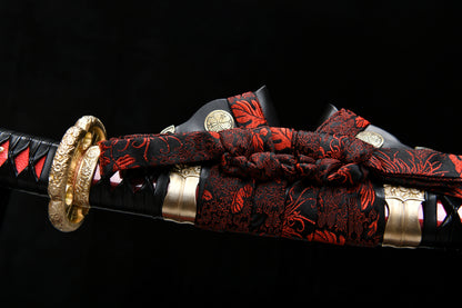 Really sharp handmade 41-inch T10 burn blade combat field- Chrysanthemum patterned royal - Tashi