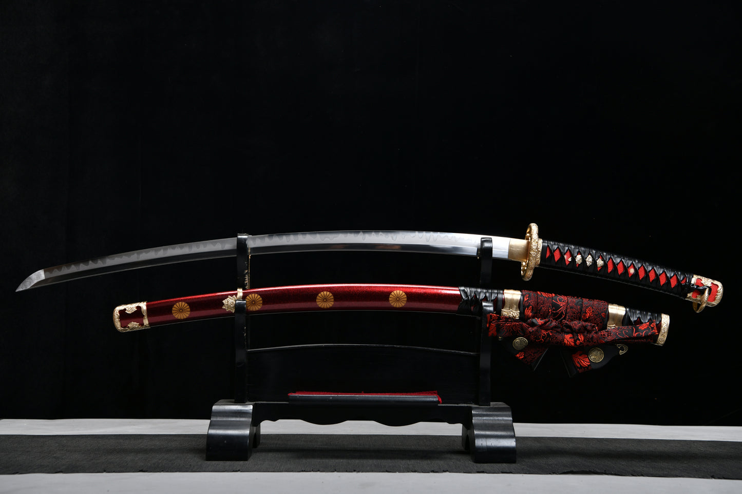Really sharp handmade 41-inch T10 burn blade combat field- Chrysanthemum patterned royal - Tashi