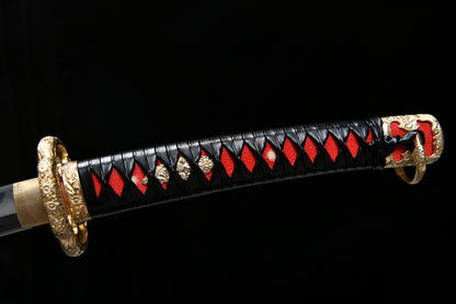 Really sharp handmade 41-inch T10 burn blade combat field- Chrysanthemum patterned royal - Tashi