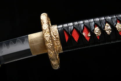 Really sharp handmade 41-inch T10 burn blade combat field- Chrysanthemum patterned royal - Tashi