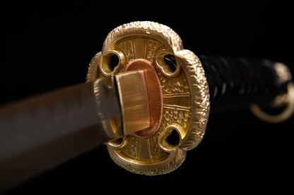 Really sharp handmade 41-inch T10 burn blade combat field- Chrysanthemum patterned royal - Tashi