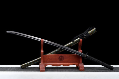 Handmade Full Tang Katana 1060 high carbon steel Black blade ,Real katana sowrd
