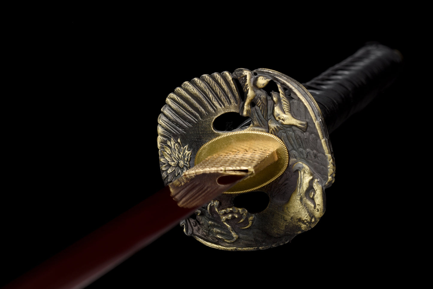 Handmade Full Tang Katana 1095 High carbon steel Red Blade Black Scabbard ,Real katana sowrd